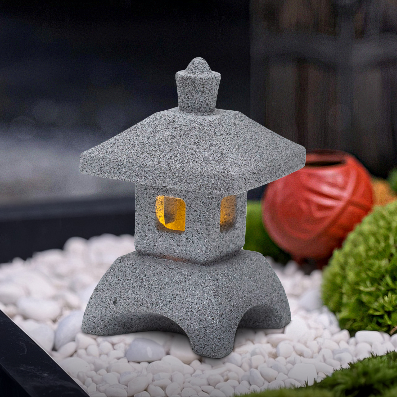 Bonsai Garden Japan - Japanese Lantern Pagoda Statues LED Lights