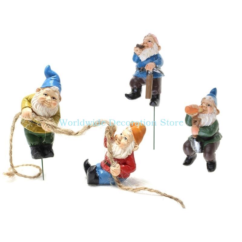 Q39B 4Pcs Dwarf Resin Figurine – Bonsai Garden With Pond recenzja i cena