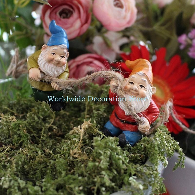 Q39B 4Pcs Dwarf Resin Figurine – Bonsai Garden With Pond recenzja i cena