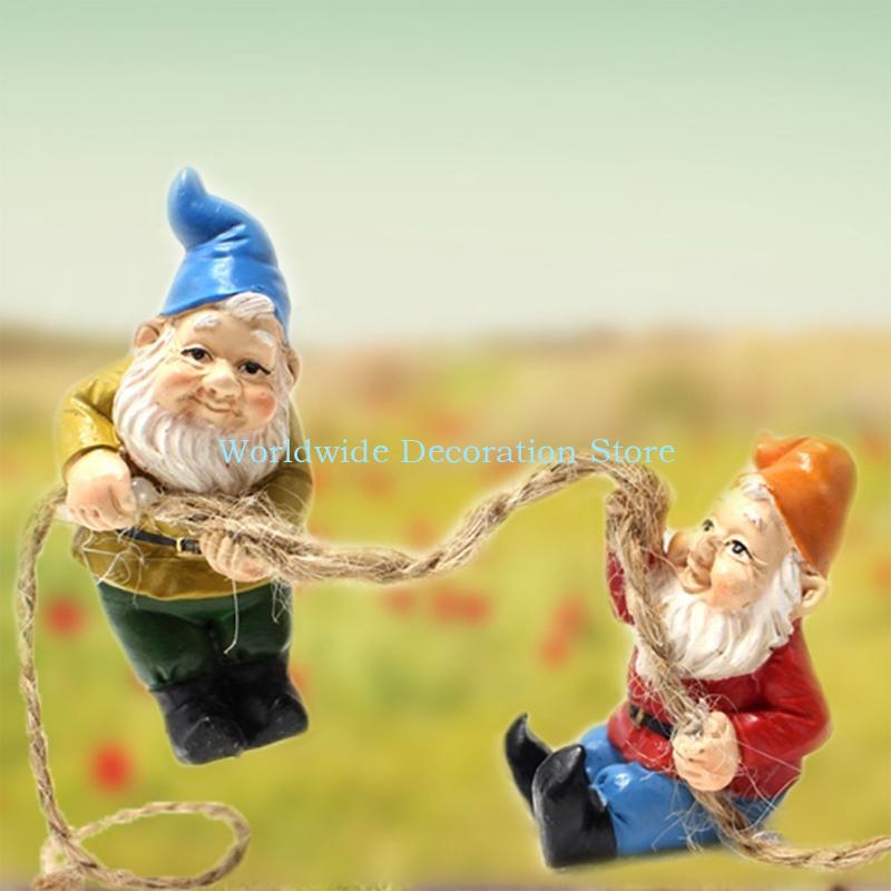 Q39B 4Pcs Dwarf Resin Figurine – Bonsai Garden With Pond recenzja i cena