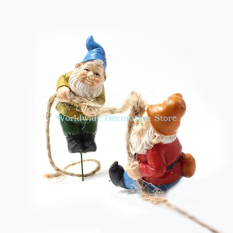 Q39B 4Pcs Dwarf Resin Figurine – Bonsai Garden With Pond recenzja i cena